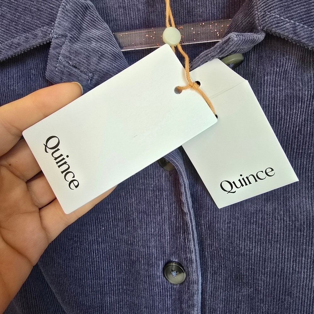 QUINCE NEW Nightshadow Blue Organic Stretch Corduroy Shirt Dress SZ Small Preppy - Picture 9 of 12